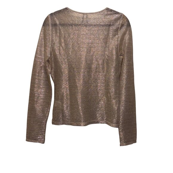 Anthropologie Twist-Front Shine Top Metallic Long Sleeve Size M - Picture 4 of 8